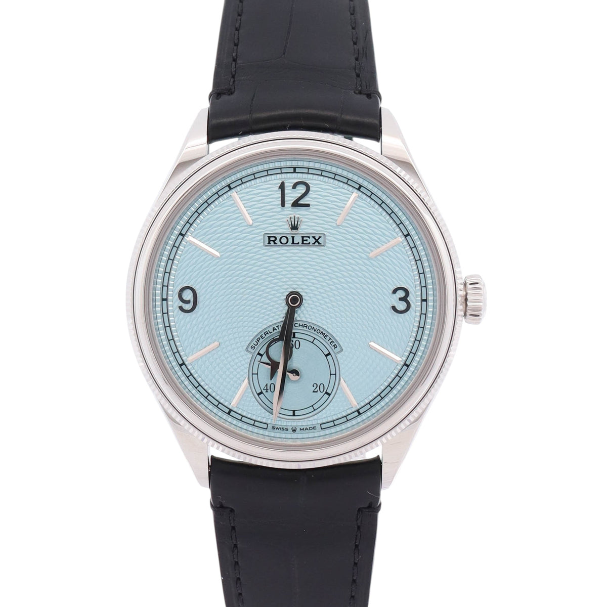 Rolex 1908 Platinum 39mm Ice Blue Dial Watch Ref# 52506