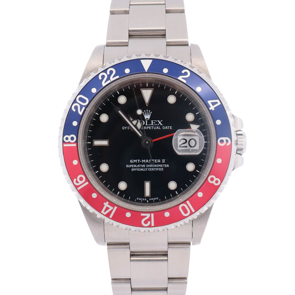 Rolex GMT-Master II "Pepsi" 40mm Black Dial Watch Ref# 16710