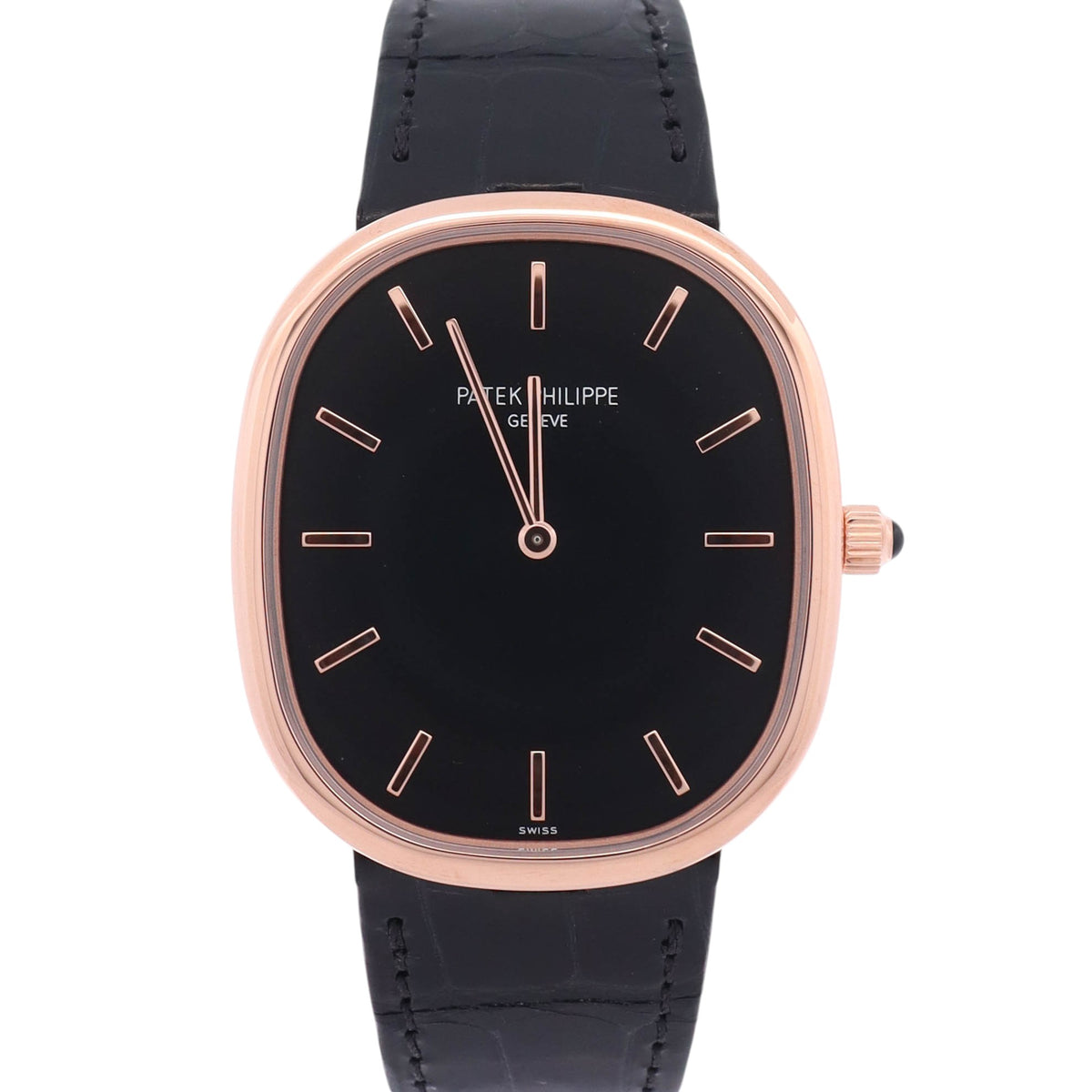 Patek Philippe Golden Ellipse 34.5x39.5mm Black Dial Watch Ref# 5738R-001