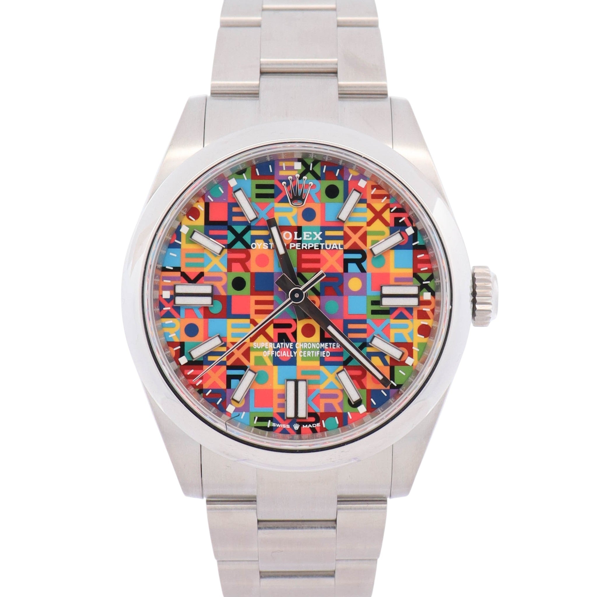 Rolex Oyster Perpetual 41mm Multicolored Jubilee Motif Dial Watch Ref# 134300