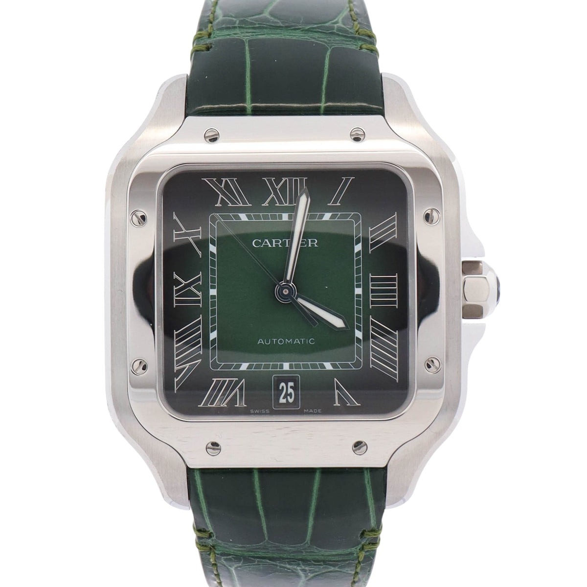 Cartier Santos 39mm Green Dial Watch Ref# WSSA0062