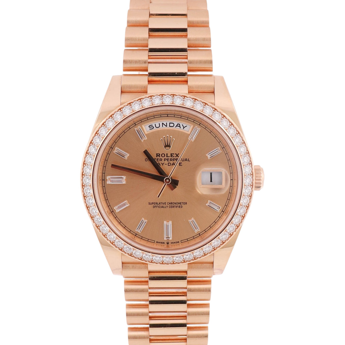 Rolex Day-Date 40mm Champagne Baguette Dial Watch Ref# 228348RBR