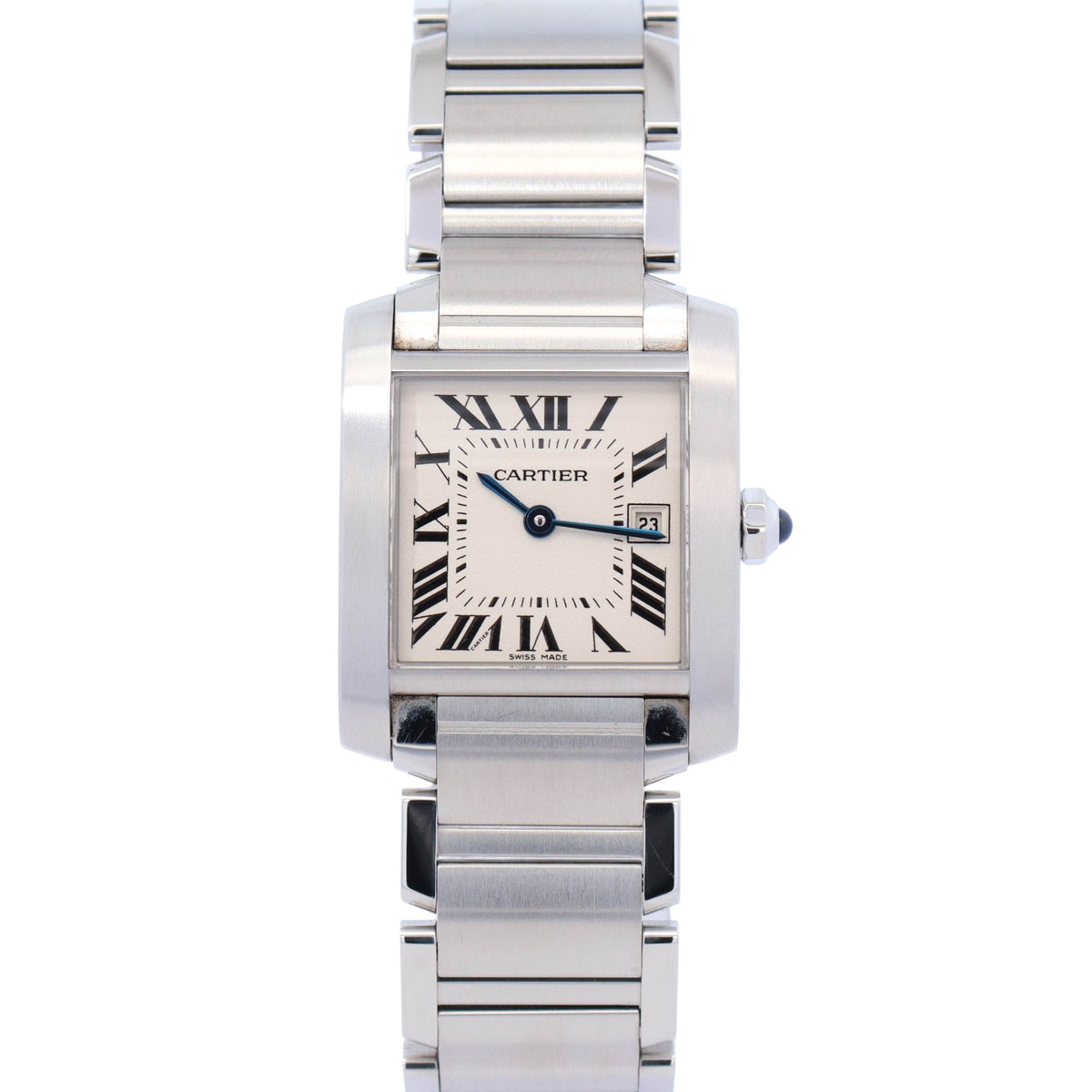 Cartier Tank Stainless Steel 25mm White/Ivory Dial Watch Ref# W51011Q3