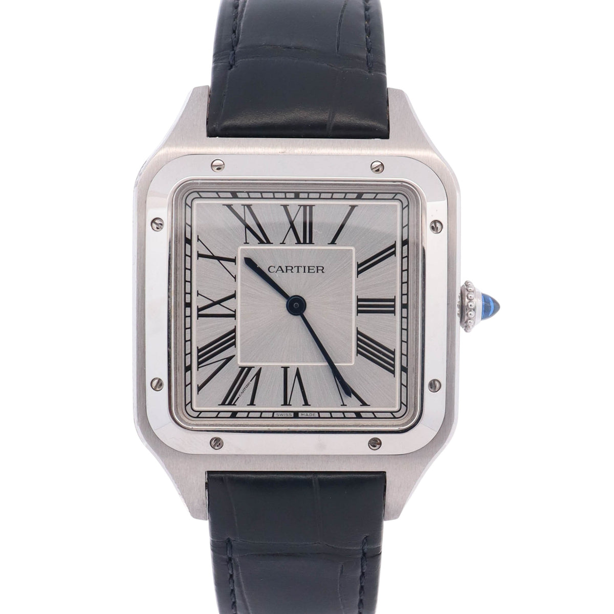Cartier Santos Dumont XL 46.6mm x 33.9 Silver Roman Dial Watch Ref# WSSA0032
