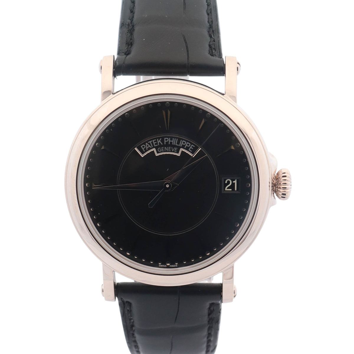 Patek Philippe Calatrava 38mm Black Dial Watch Ref# 5153G-001