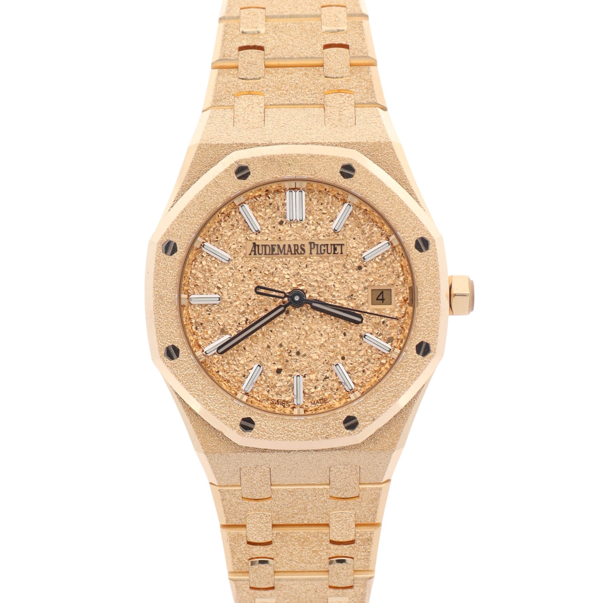 Audemars Piguet Royal Oak Frosted Yellow Gold 34mm Crystal Sand Plated Dial Watch Ref# 77450BA.GG.1361BA.01