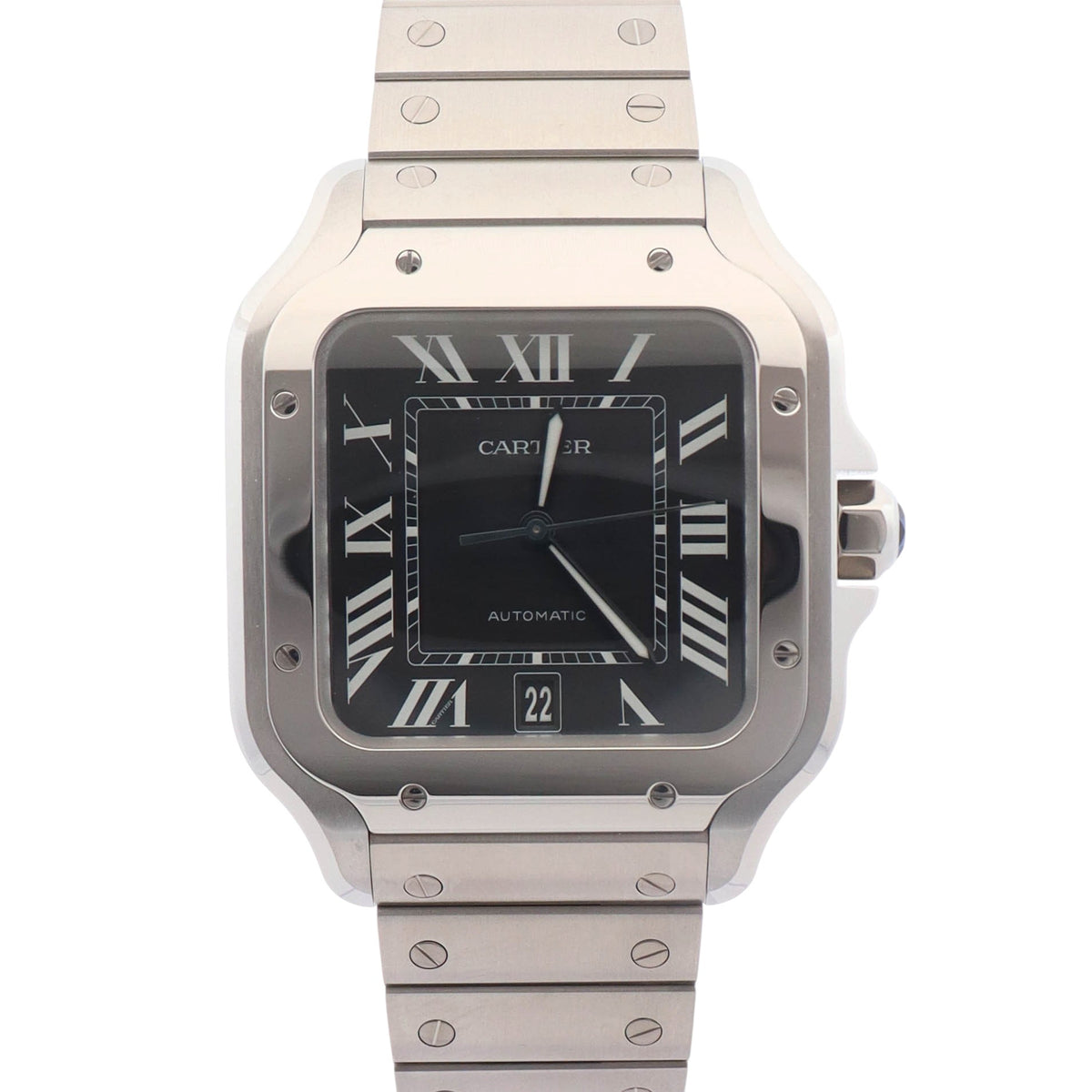 Cartier Santos 47.5mm x 39.8mm Black Dial Watch Ref# WSSA0096
