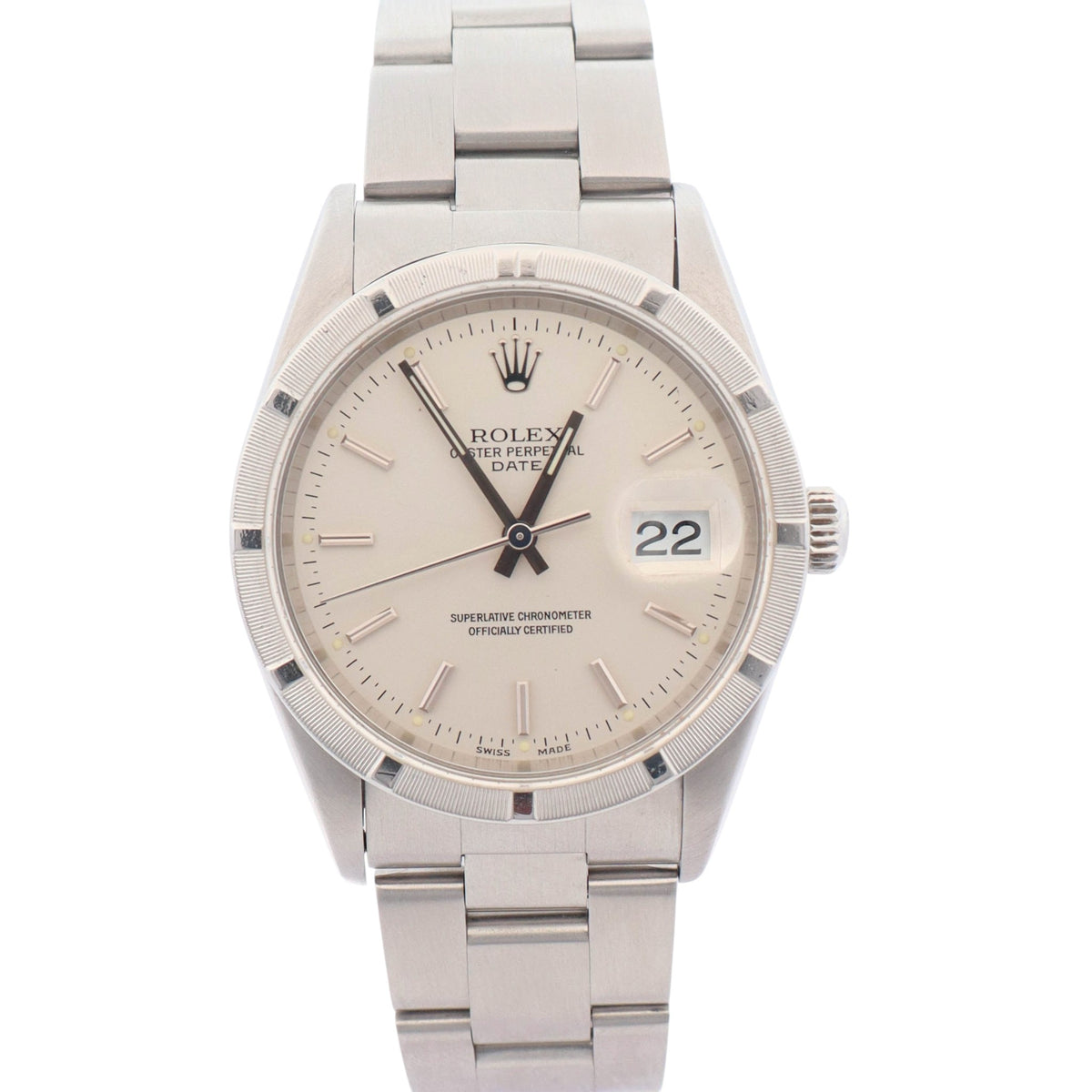 Rolex Oyster Perpetual Date 34mm Silver Dial Watch Ref# 15210
