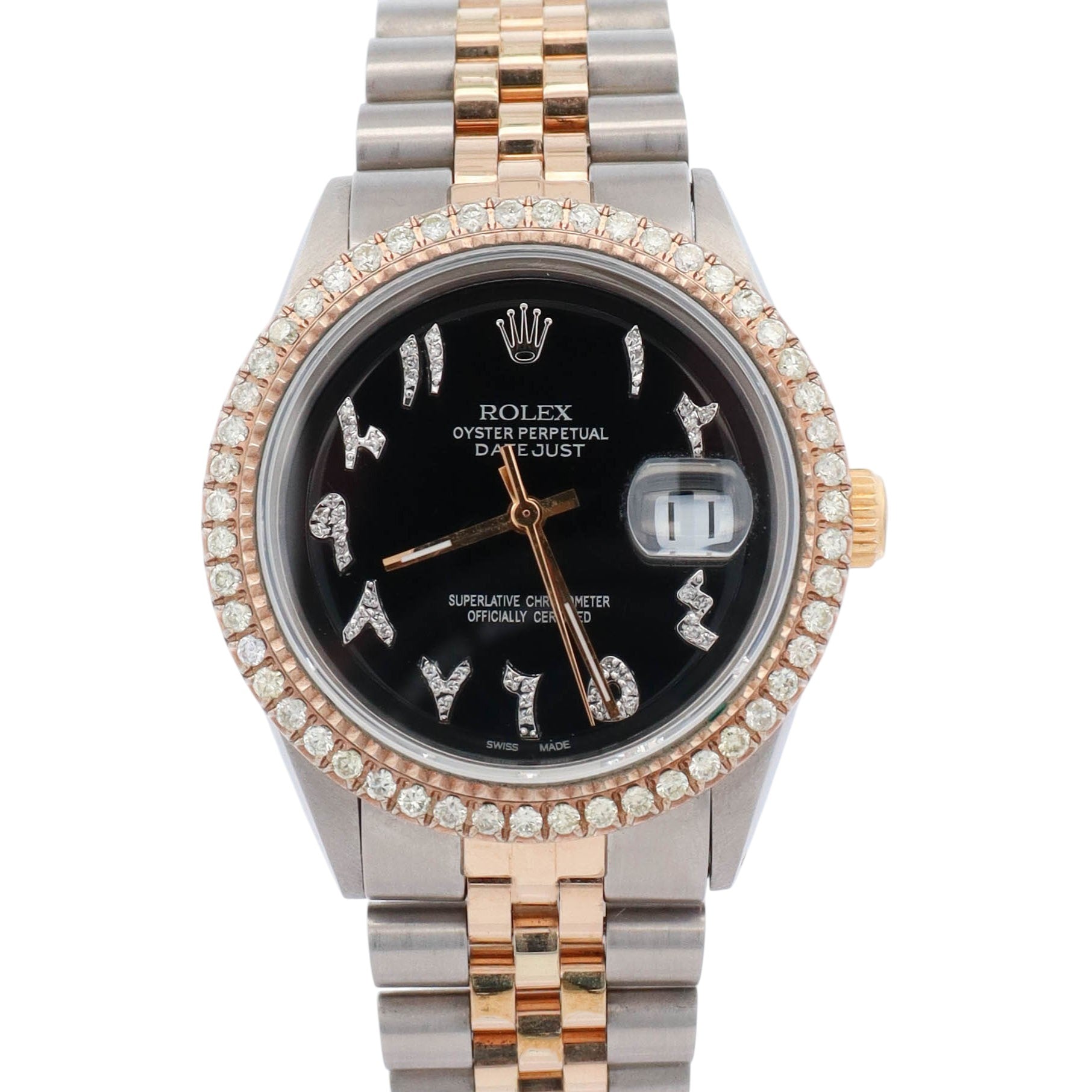 Rolex Datejust Stainless Steel 36mm Custom Arabic Diamond Dial Watch Reference# 1601 - Happy Jewelers Fine Jewelry Lifetime Warranty