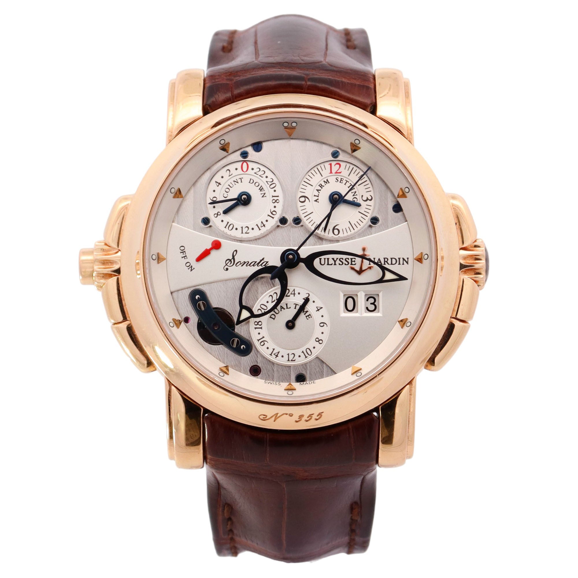 Ulysse Nardin Sonata 42mm Silver Dial Watch Ref# 676-88 - Happy Jewelers Fine Jewelry Lifetime Warranty