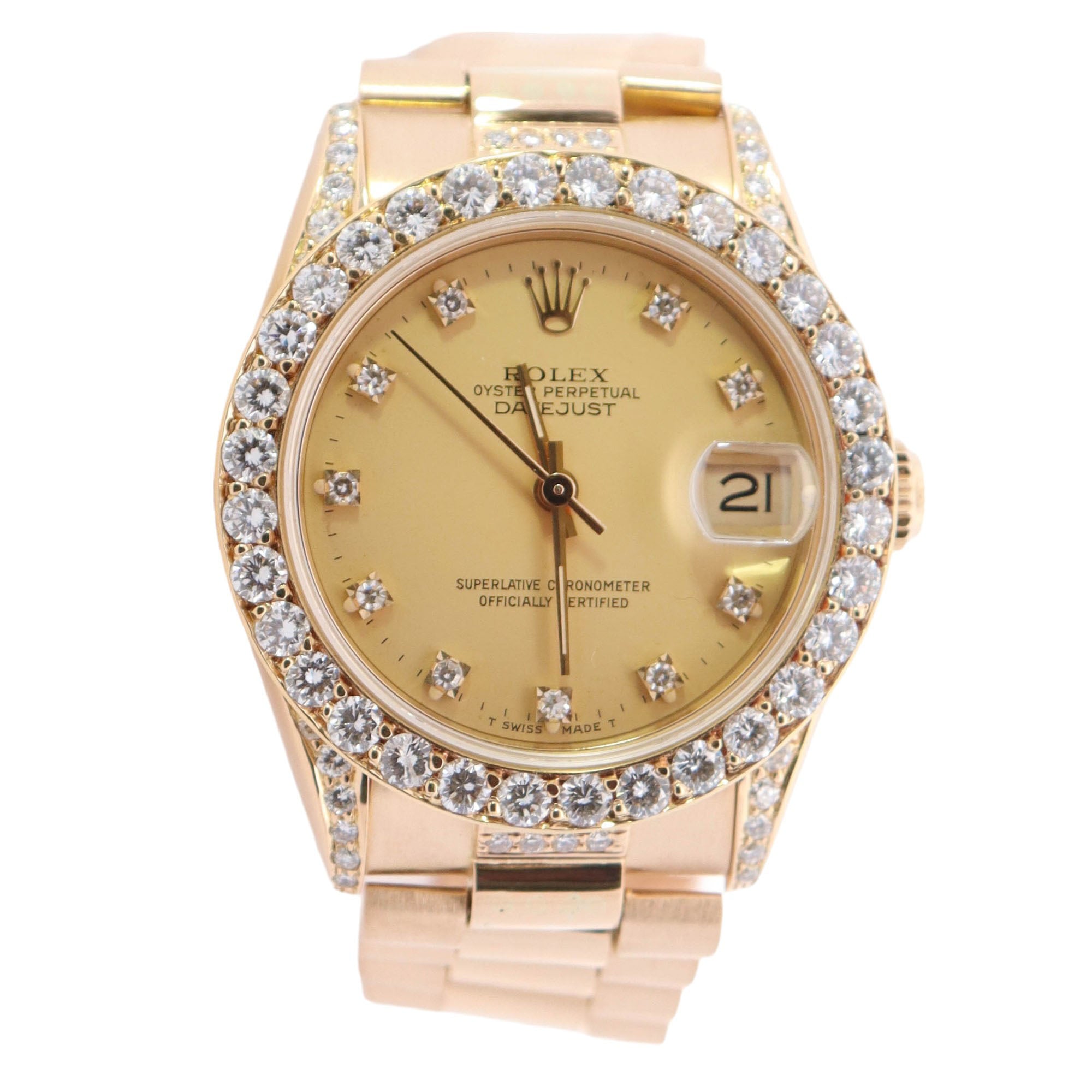 Rolex Datejust Yellow Gold 31mm Yellow Diamond Dial Watch Reference# 68278 - Happy Jewelers Fine Jewelry Lifetime Warranty