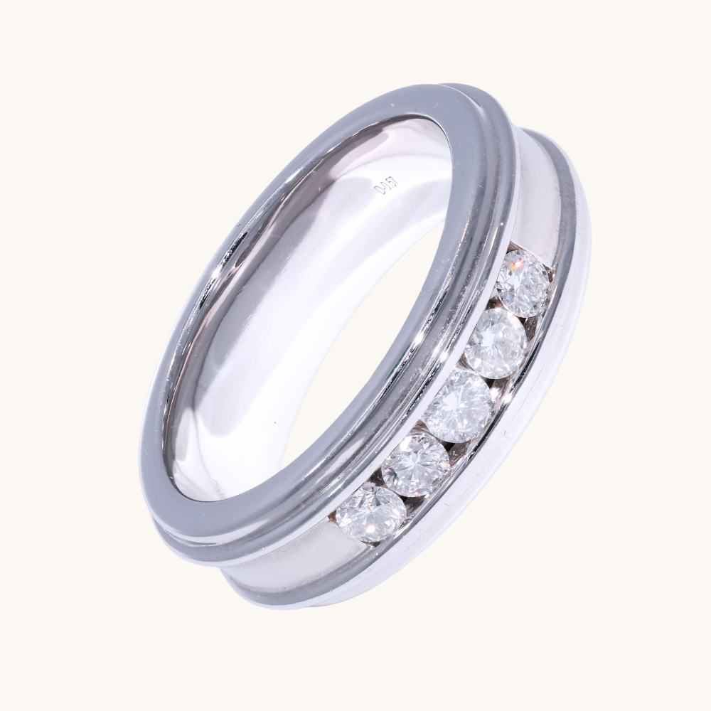 Men's 5 Diamond Brushed Inlay Band - Happy Jewelers Fine Jewelry Lifetime Warranty