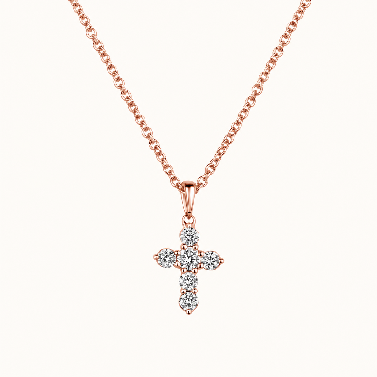 6 Stone Diamond Cross Necklace