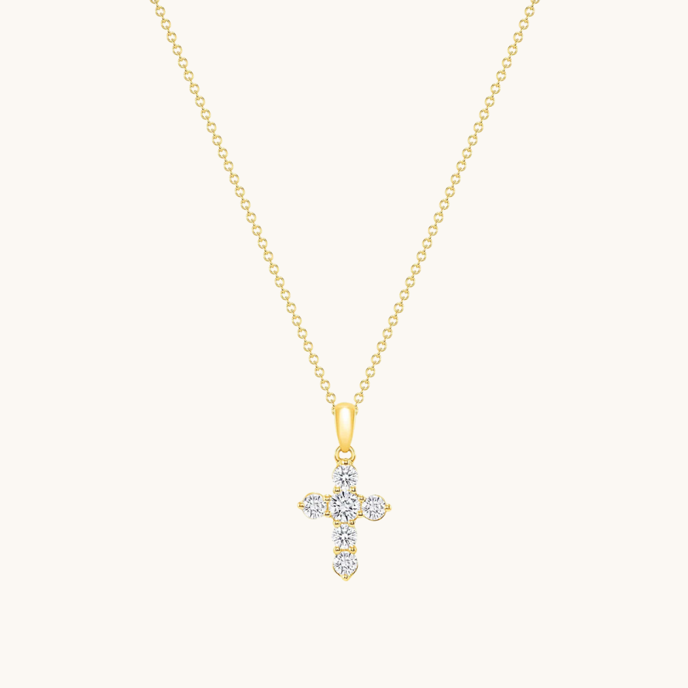 6 Stone Diamond Cross Necklace - Happy Jewelers Fine Jewelry Lifetime Warranty