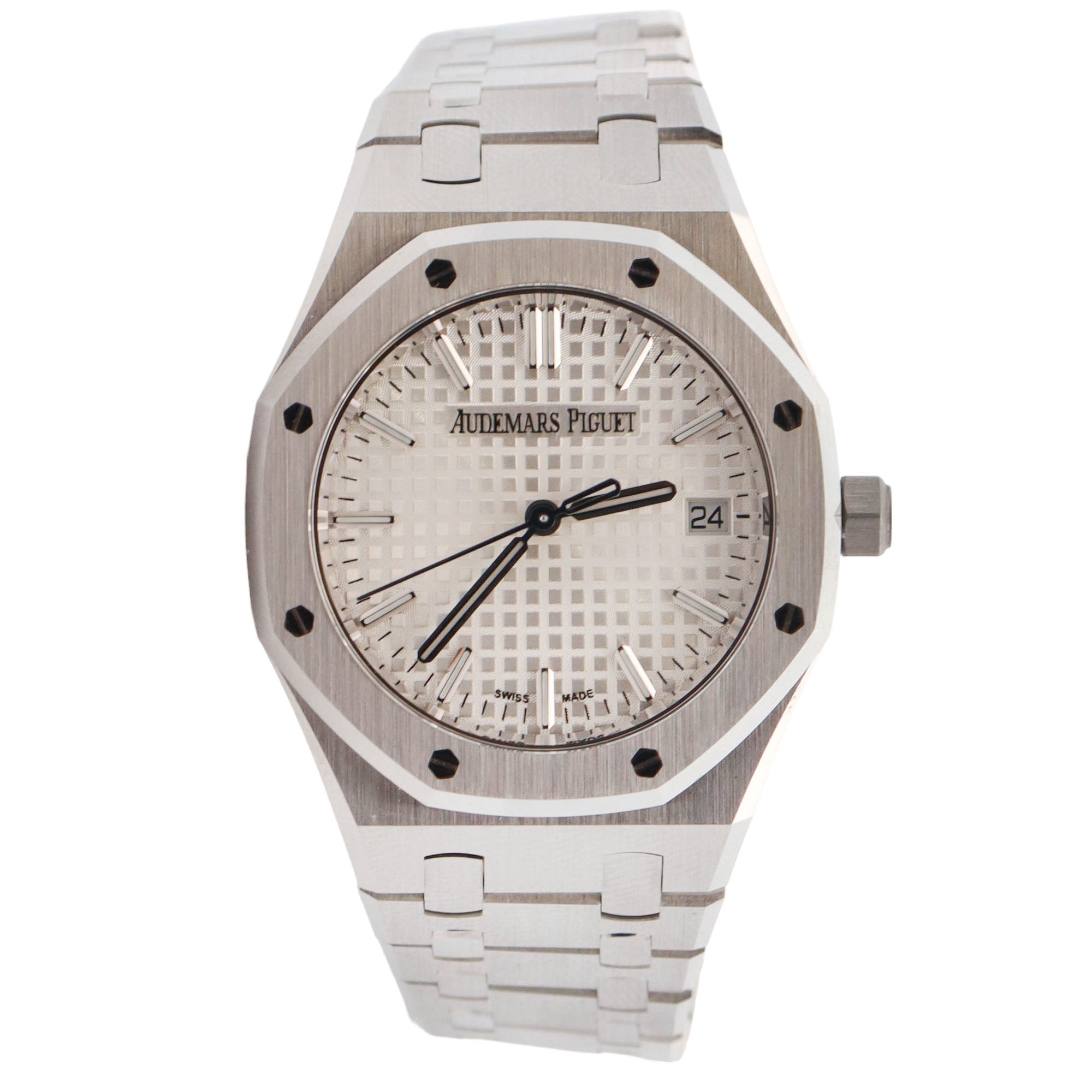 Audemars Piguet Royal Oak Stainless Steel 34mm White Stick Dial Watch Reference# 77450ST.OO.1361ST.02 - Happy Jewelers Fine Jewelry Lifetime Warranty