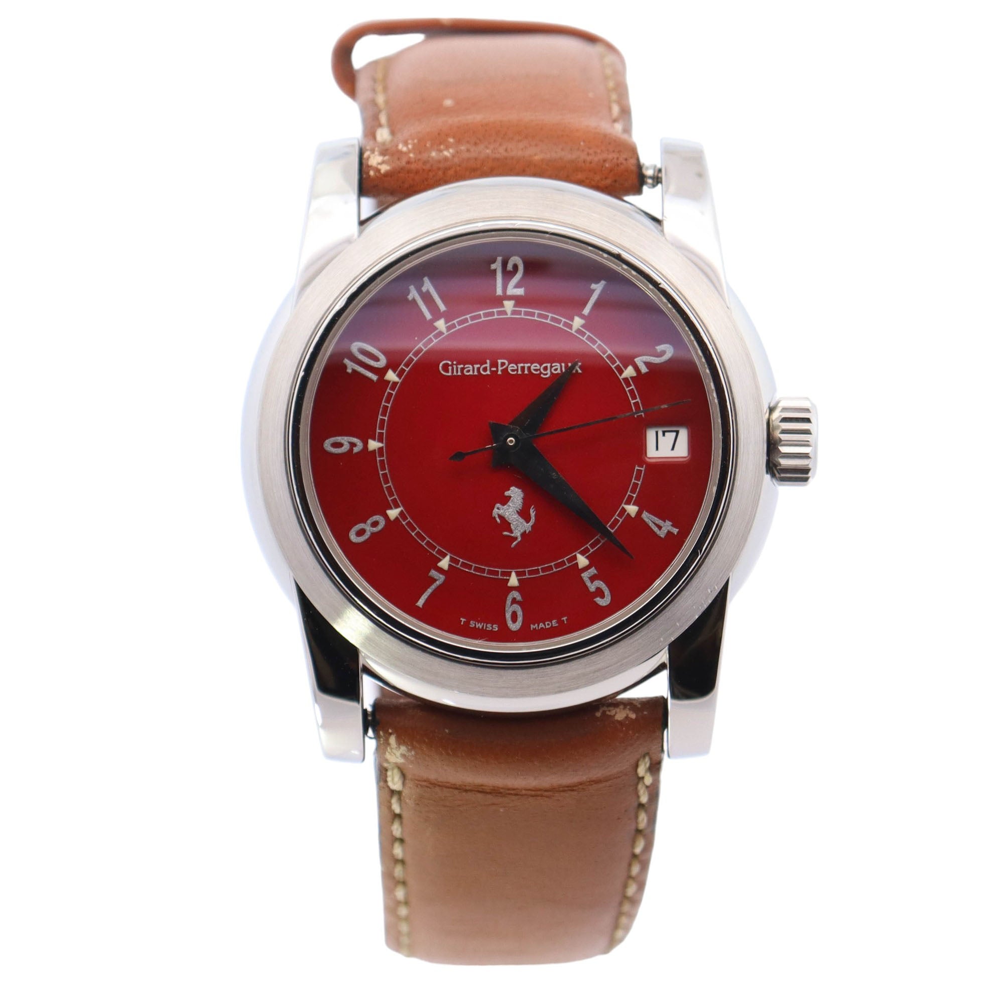 Girard Perregaux Pour Ferrari Stainless Steel 35mm Red Arabic Dial Watch Reference# 8025 - Happy Jewelers Fine Jewelry Lifetime Warranty