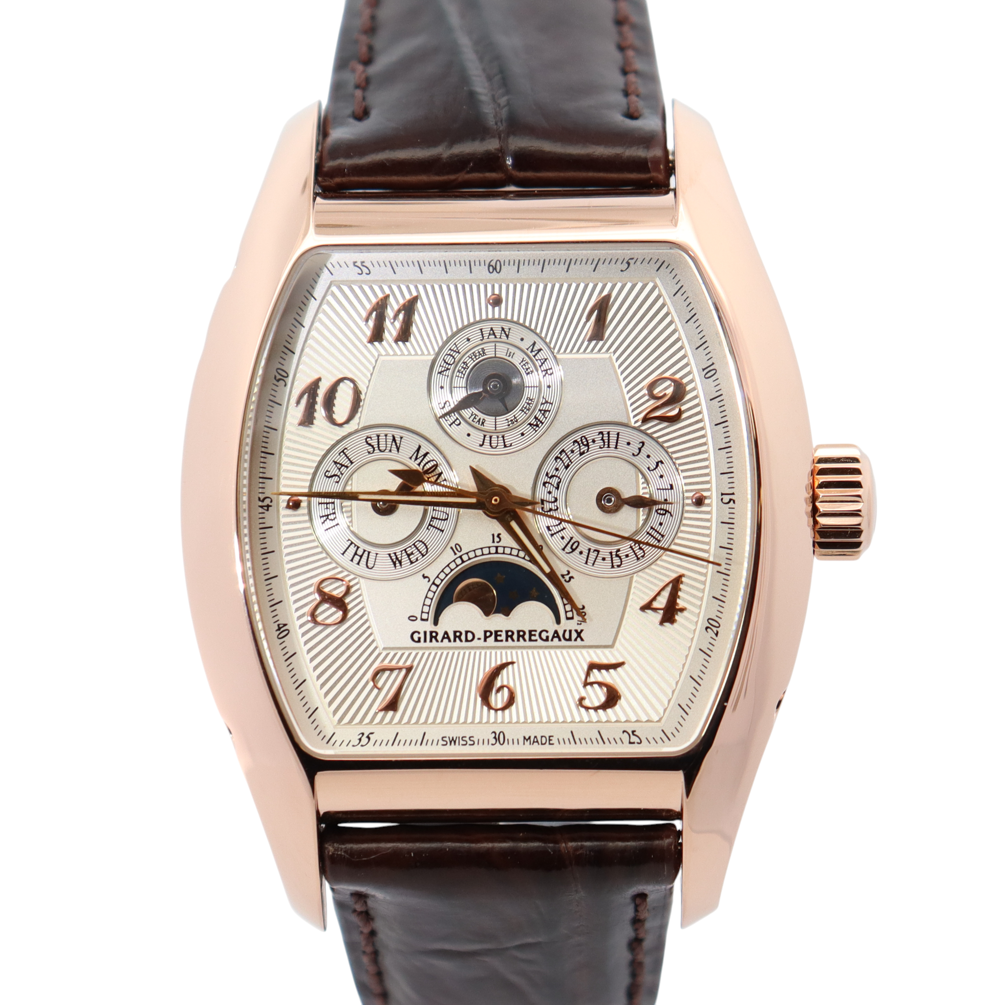 Girard Perregaux Richeville Perpetual 38mm Silver Chronograph Dial Watch Ref# 2722 - Happy Jewelers Fine Jewelry Lifetime Warranty