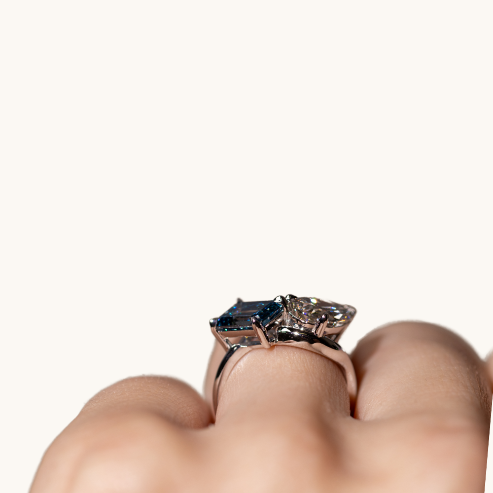 Emerald and Pear Toi et Moi Lab Diamond Engagement Ring - Happy Jewelers Fine Jewelry Lifetime Warranty