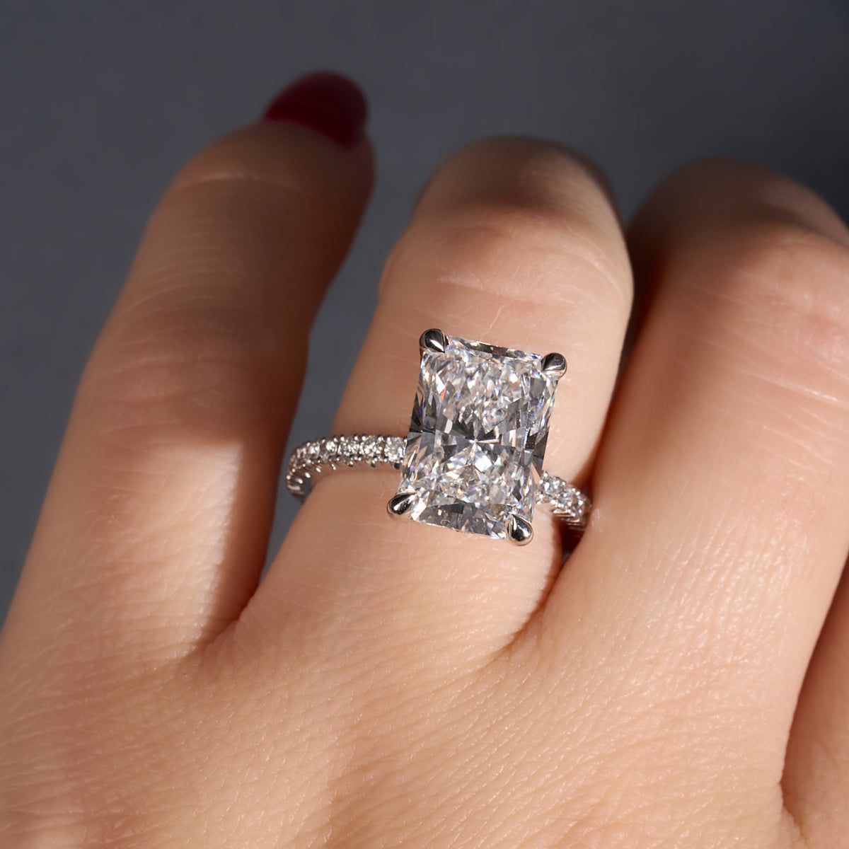 6.06 Radiant Lab Diamond Engagement Ring with Diamond Band