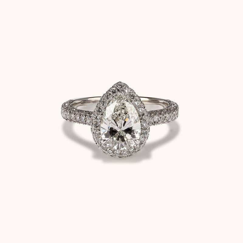 1.68 Pear Natural Diamond Engagement Ring with 2D Halo - Happy Jewelers Fine Jewelry Lifetime Warranty