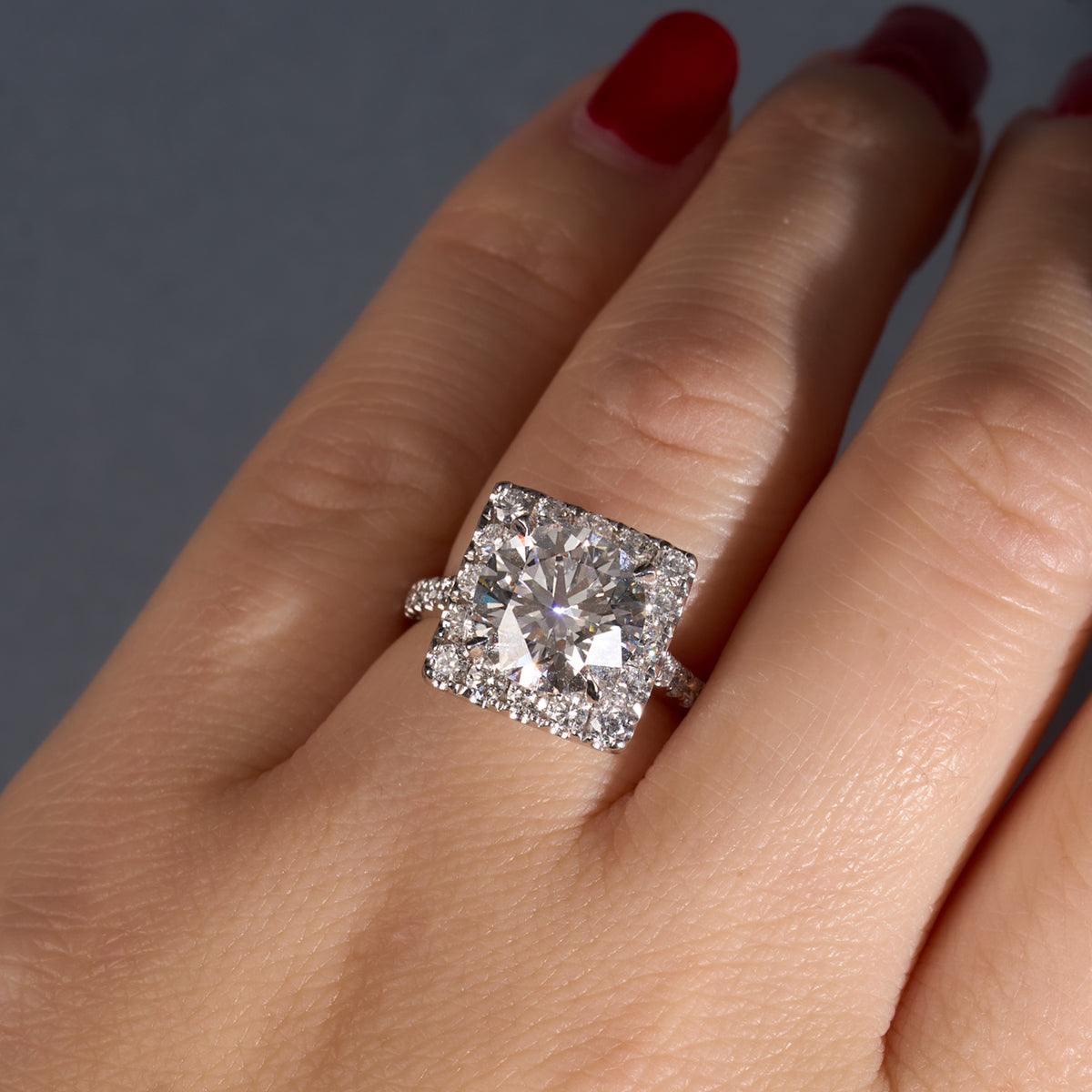 3.45 Round Lab Diamond Engagement Ring with Halo