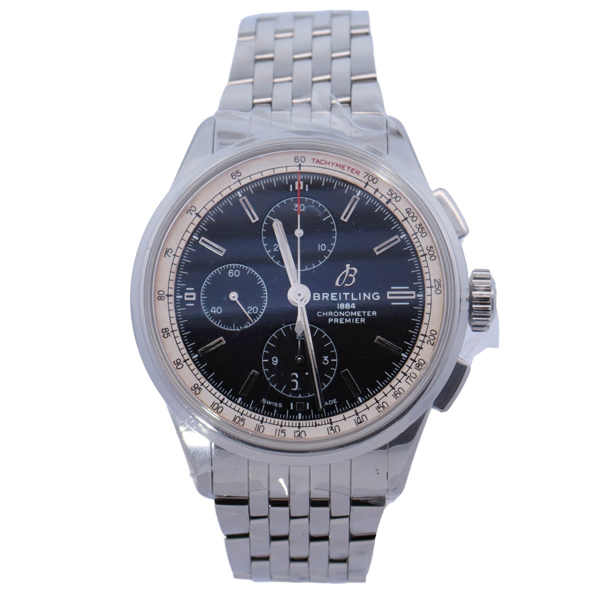 Breitling Premier Stainless Steel 42mm Black Chronograph Dial Watch Reference# A13315351B1A1 - Happy Jewelers Fine Jewelry Lifetime Warranty