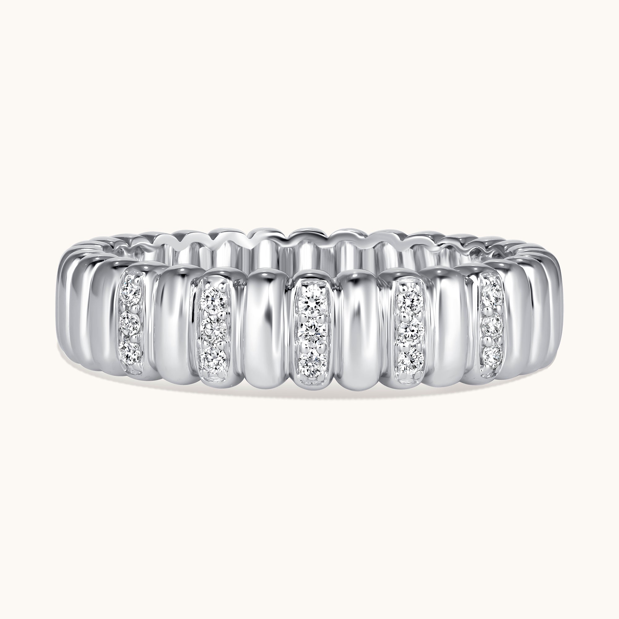Alternating Diamond Ribbed Halfway Band - Happy Jewelers Fine Jewelry Lifetime Warranty