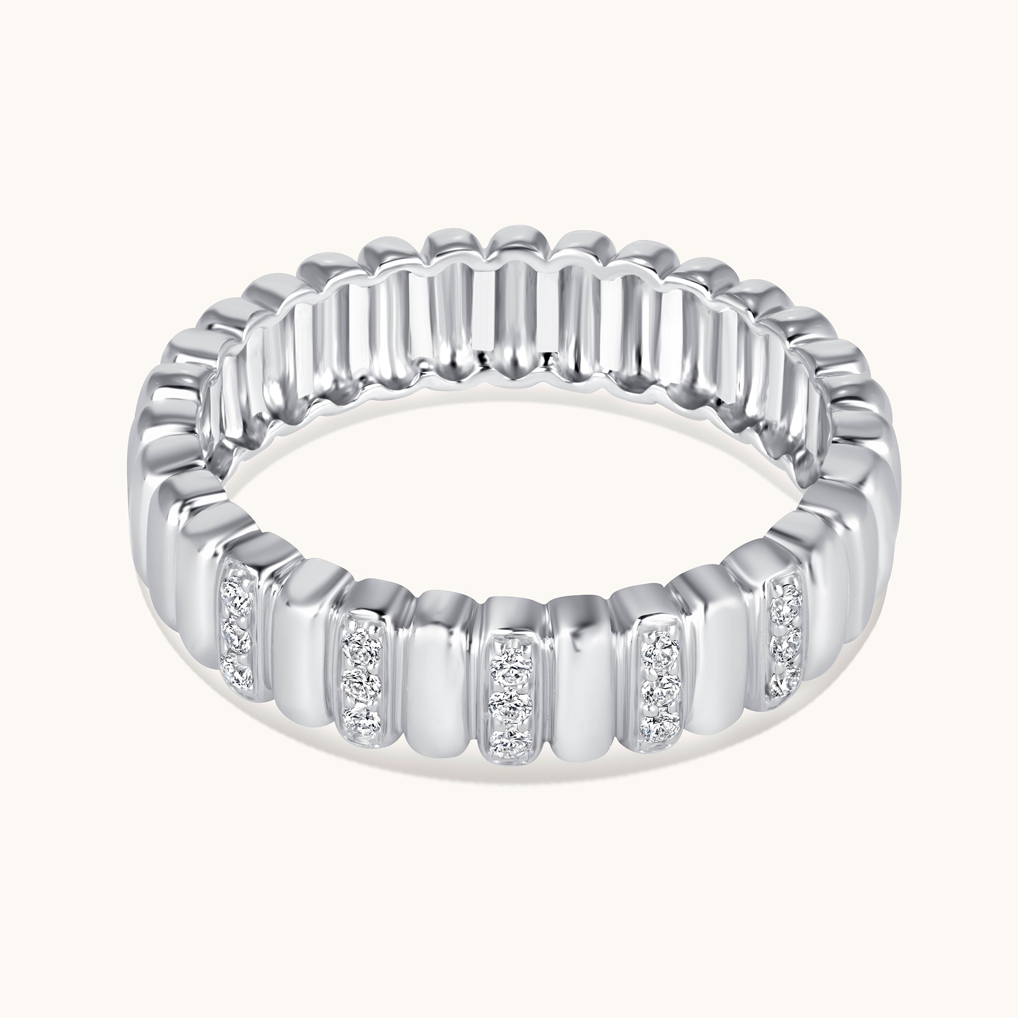 Alternating Diamond Ribbed Halfway Band - Happy Jewelers Fine Jewelry Lifetime Warranty