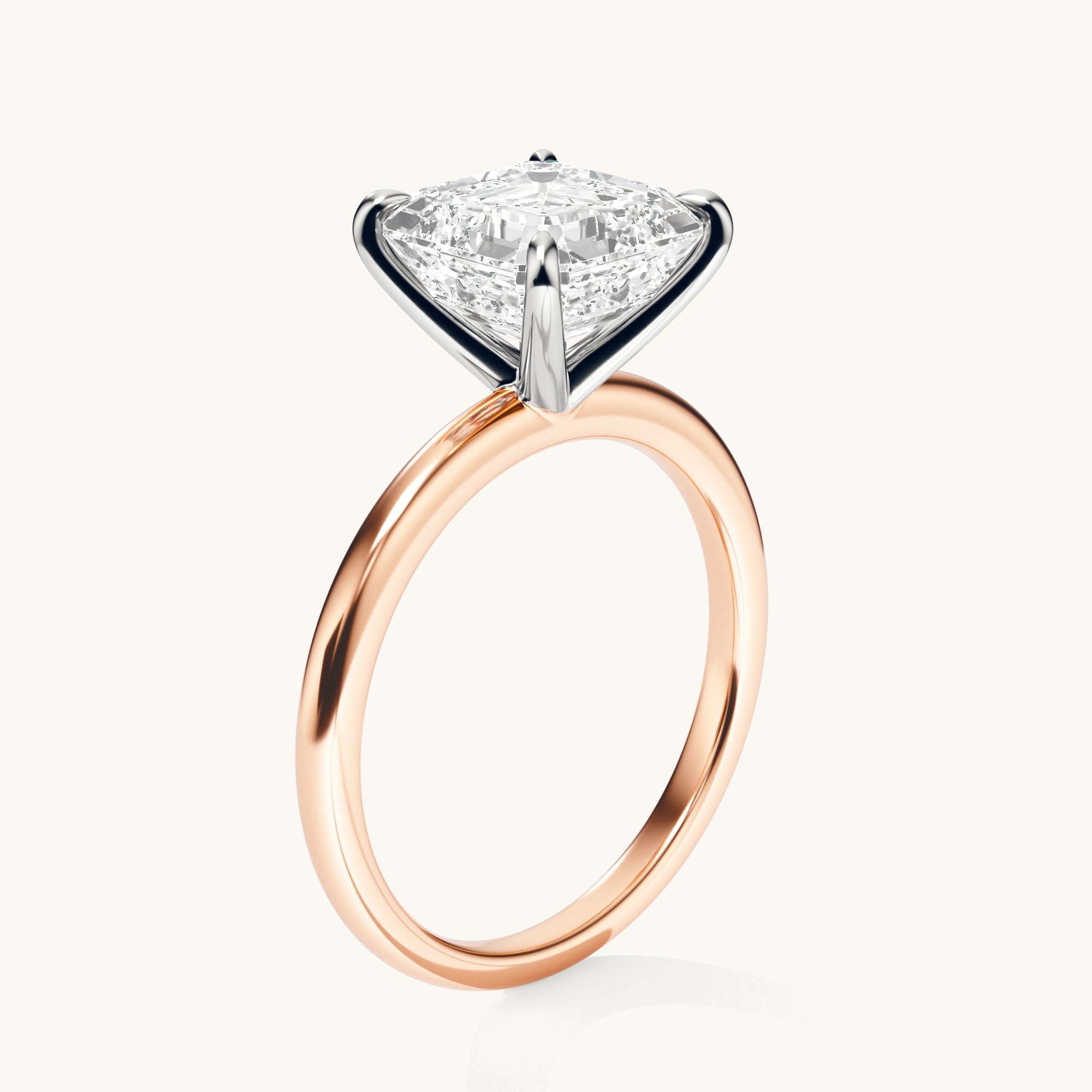 Asscher Lab Diamond Solitaire Engagement Ring