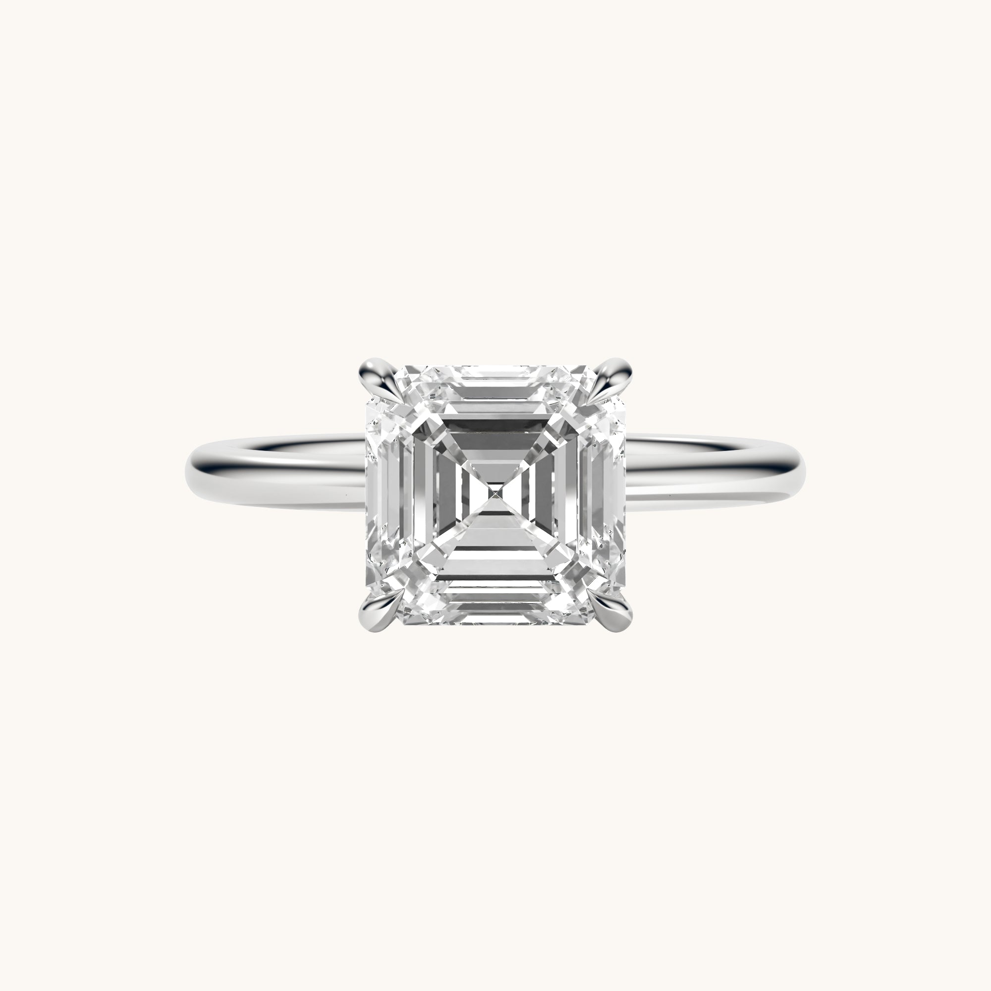 Asscher Lab Diamond Solitaire Engagement Ring