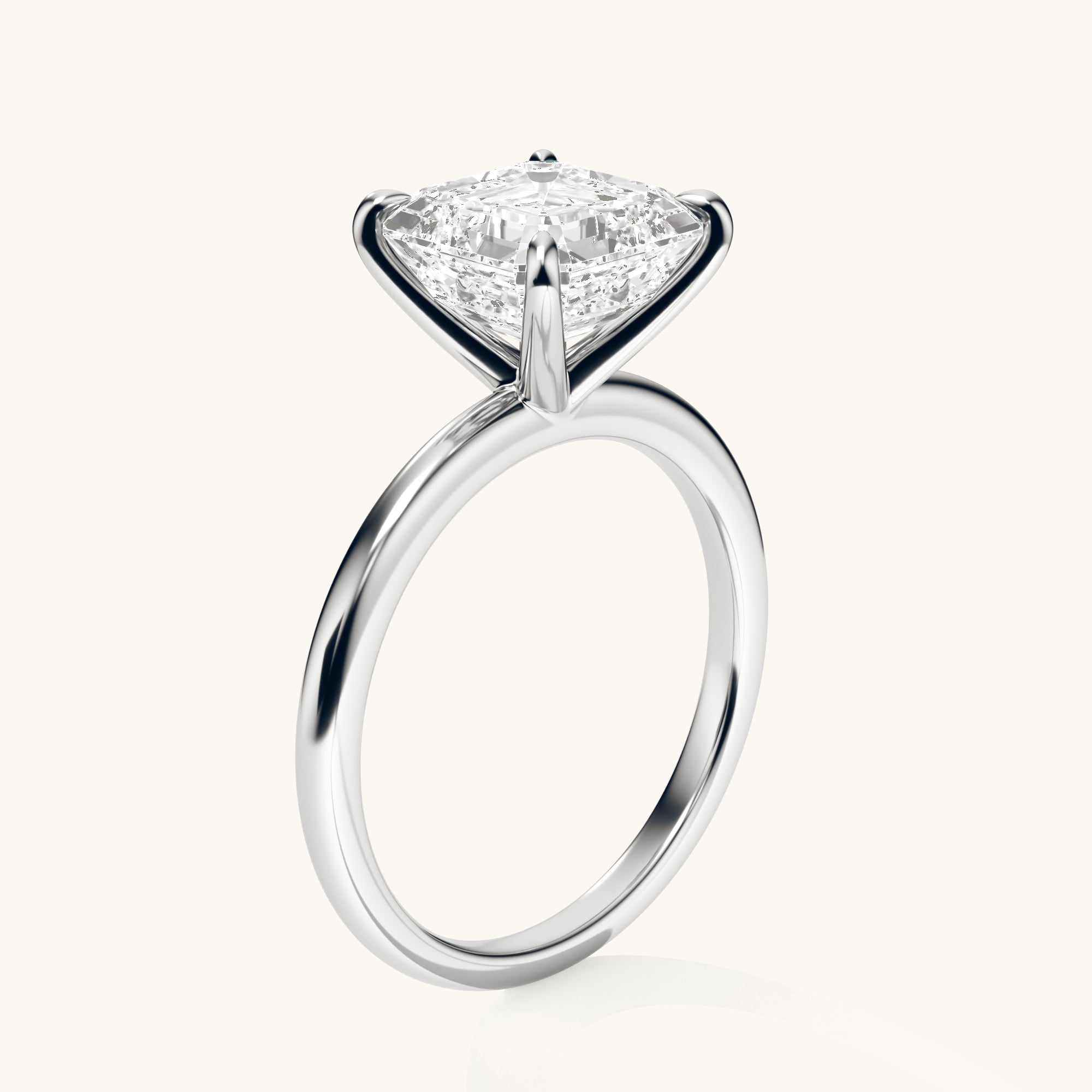 Asscher Lab Diamond Solitaire Engagement Ring