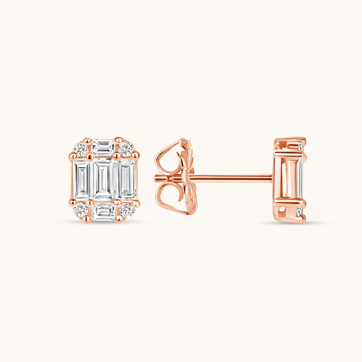 Baguette Stud Illusion Earrings