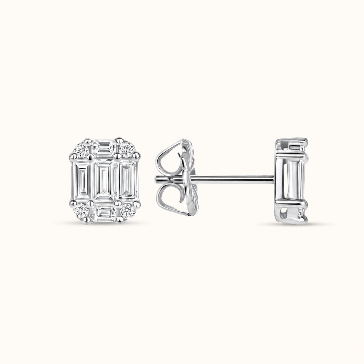 Baguette Stud Illusion Earrings