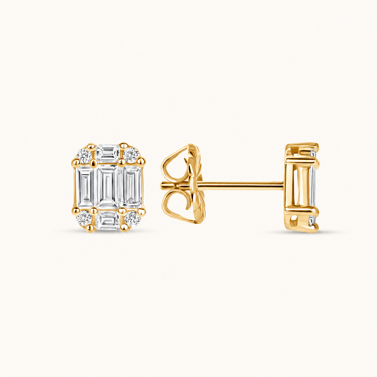 Baguette Stud Illusion Earrings