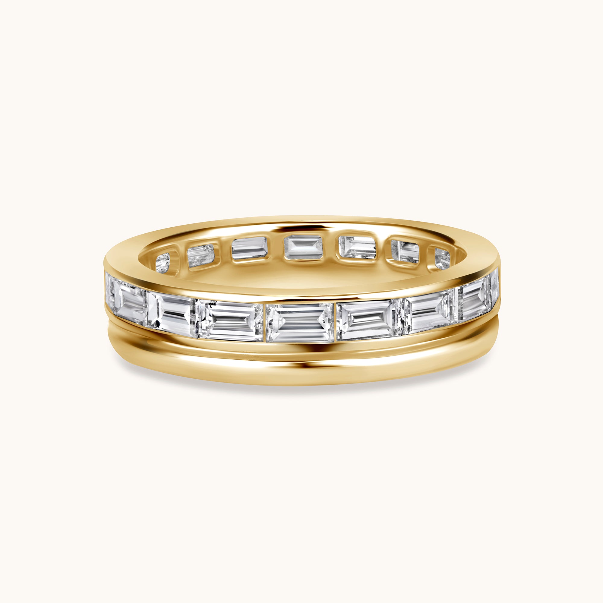 Baguette Lab Diamond and Gold Double Eternity Band - Happy Jewelers Fine Jewelry Lifetime Warranty