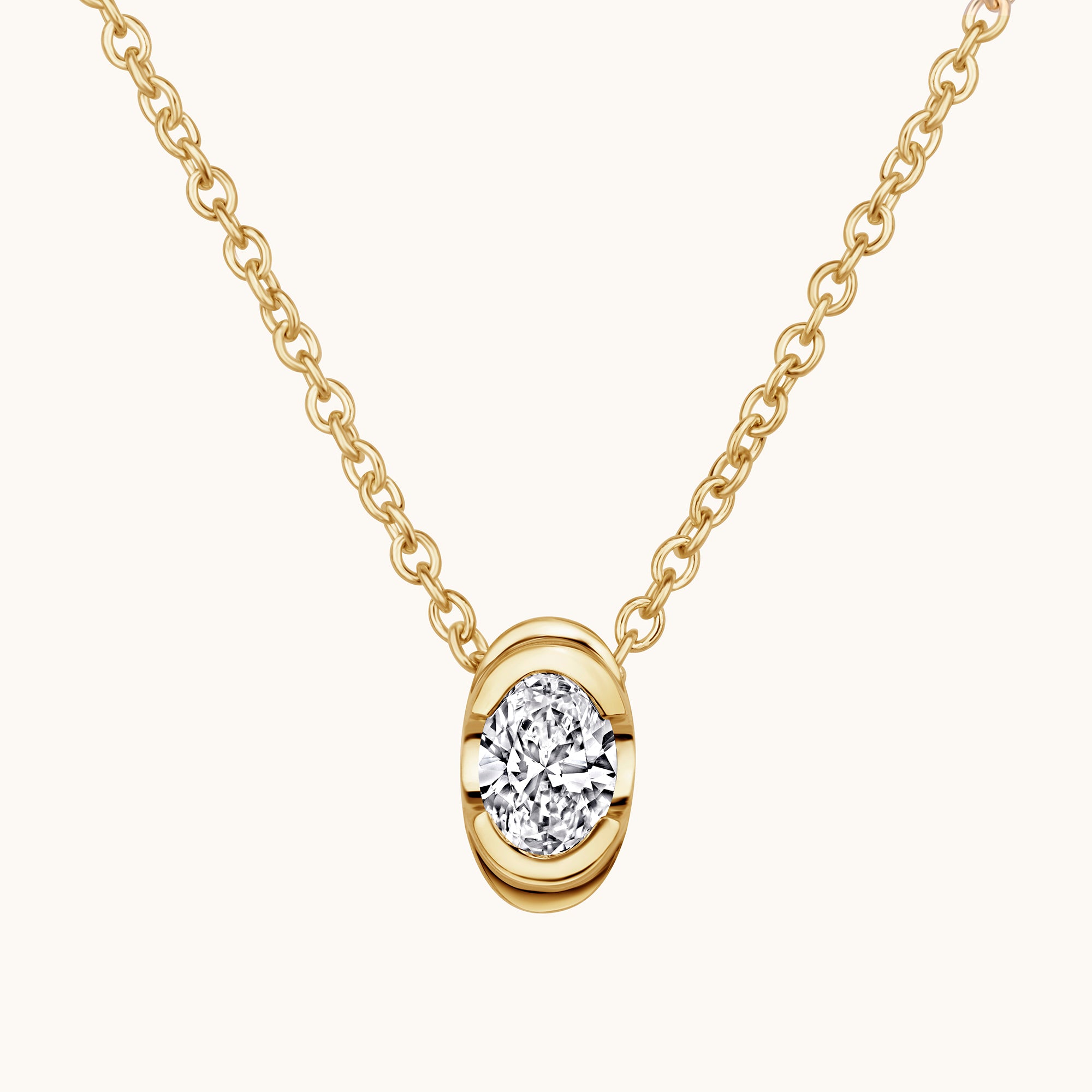 Bezel Oval Lab Diamond Solitaire Pendant - Happy Jewelers Fine Jewelry Lifetime Warranty