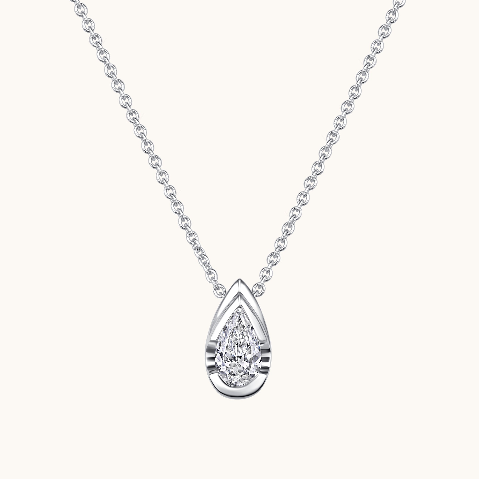 Bezel Pear Lab Diamond Solitaire Pendant - Happy Jewelers Fine Jewelry Lifetime Warranty