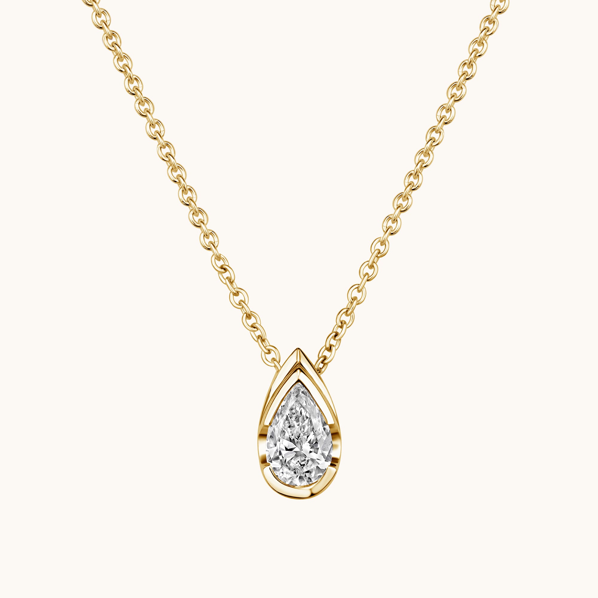 Bezel Pear Lab Diamond Solitaire Pendant - Happy Jewelers Fine Jewelry Lifetime Warranty