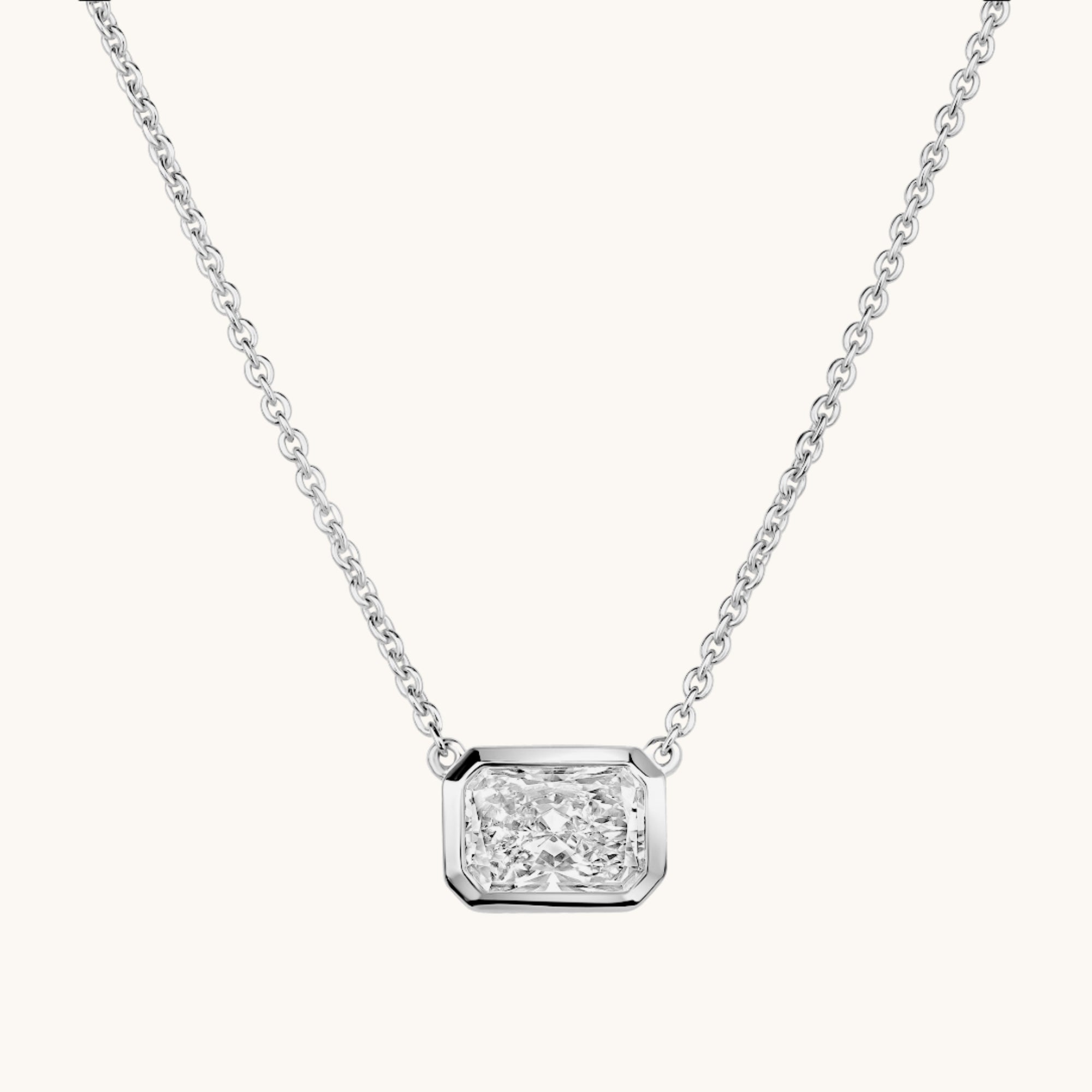 East-West Lab Diamond Radiant Bezel Pendant