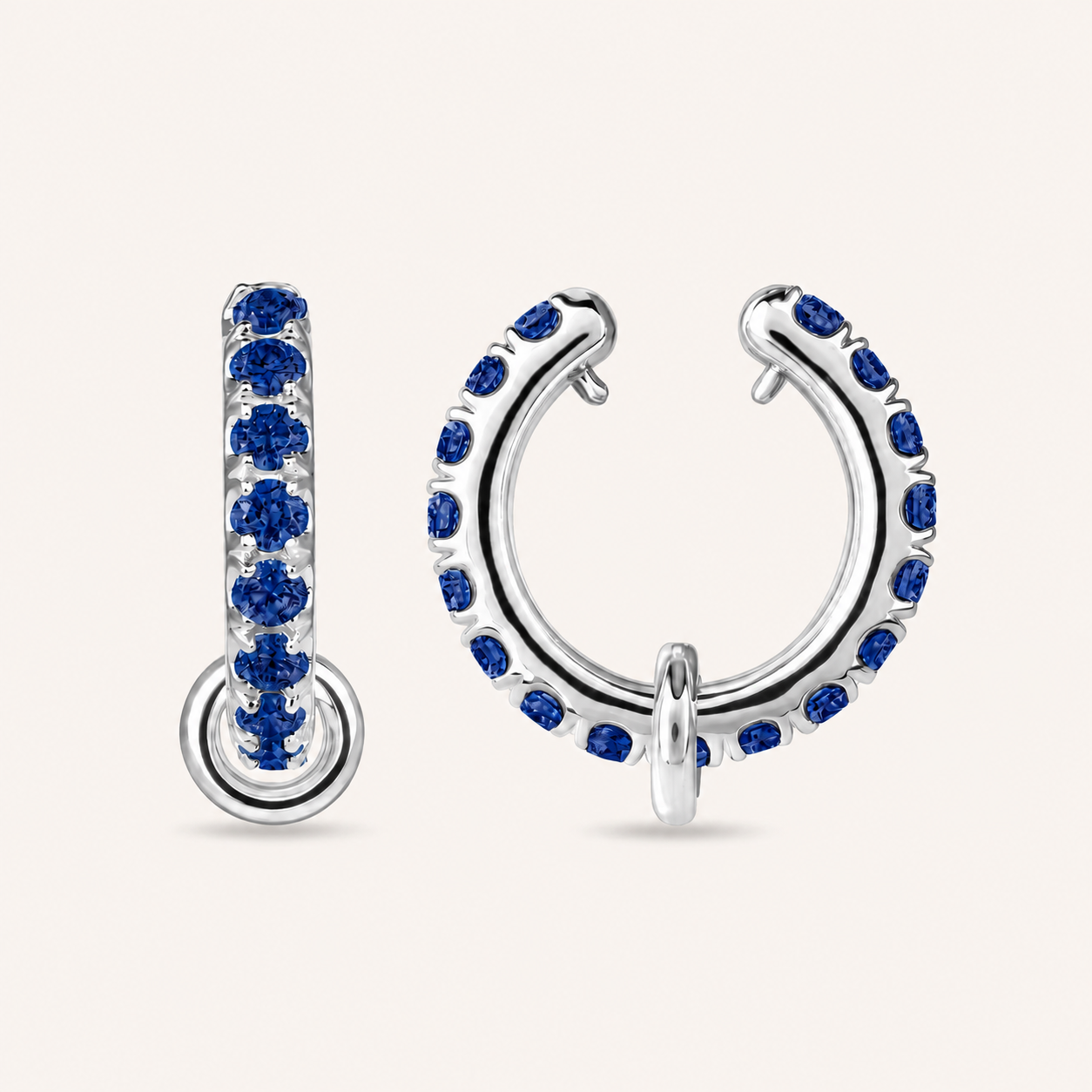 White Gold Blue Sapphire Ringlet Ear Cuff