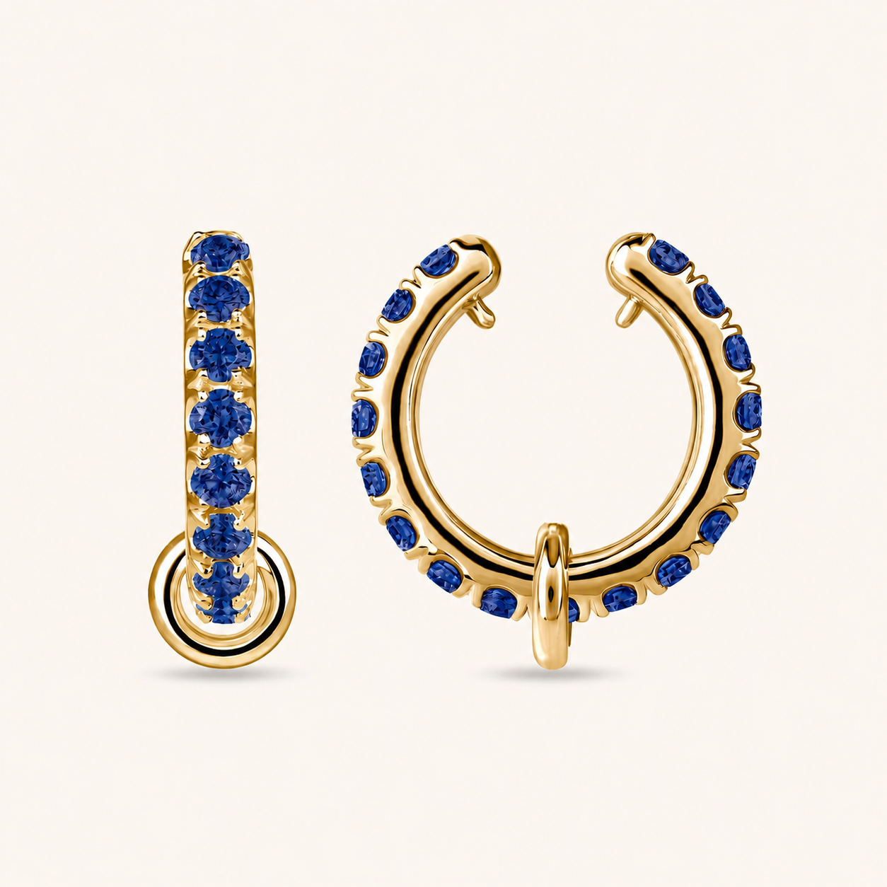 Yellow Gold Blue Sapphire Ringlet Ear Cuff