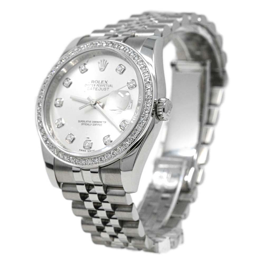 Rolex Datejust Stainless Steel 36mm Silver Diamond Dial Watch Reference #: 116234
