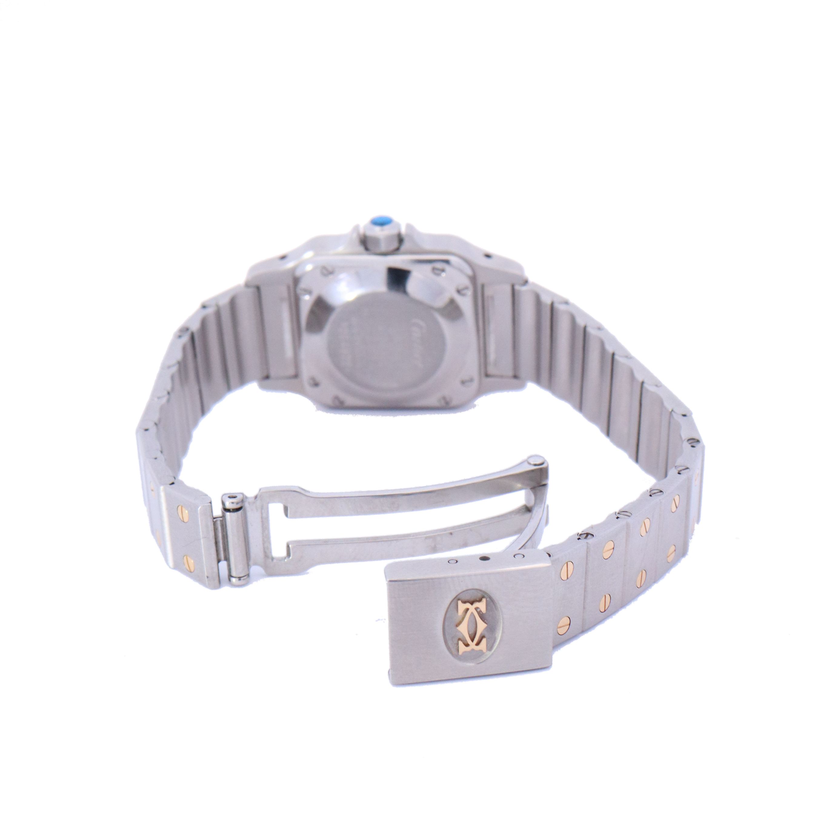 Cartier Santos Galbee Yellow Gold and Stainless Steel 24mm Grey Dial Watch | Ref# AC1430GR - Happy Jewelers Fine Jewelry Lifetime Warranty