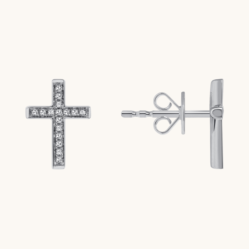 Classic Small Diamond Cross Earrings - Happy Jewelers Fine Jewelry Lifetime Warranty
