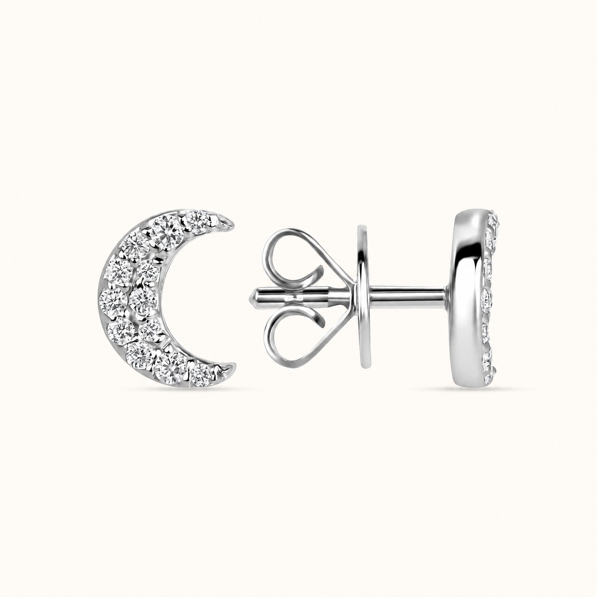 Crescent Moon Diamond Stud Earrings