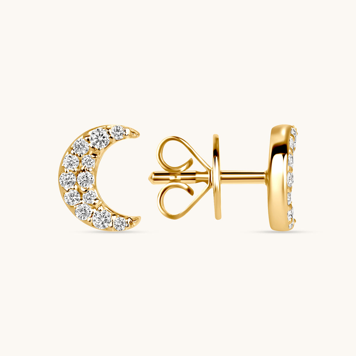 Crescent Moon Diamond Stud Earrings