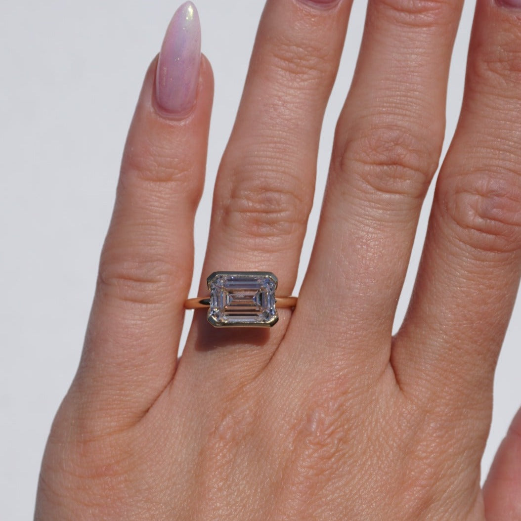 4.51 Carat Lab Emerald East West Engagement Ring - Happy Jewelers Fine Jewelry Lifetime Warranty