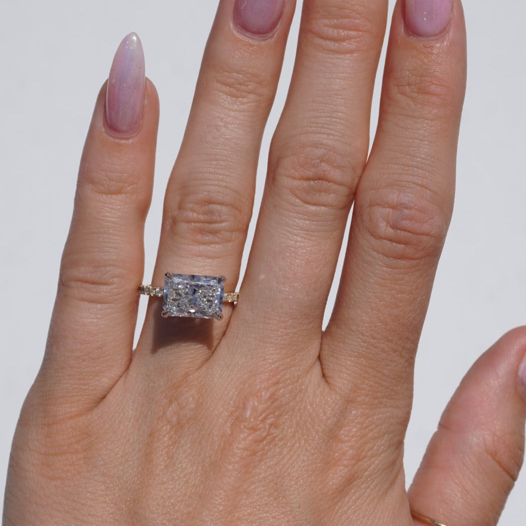 4.06 Carat Lab Radiant East-West Engagement Ring - Happy Jewelers Fine Jewelry Lifetime Warranty
