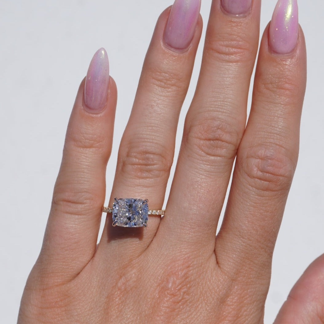 4.25 Carat Lab Cushion East-West Engagement Ring - Happy Jewelers Fine Jewelry Lifetime Warranty