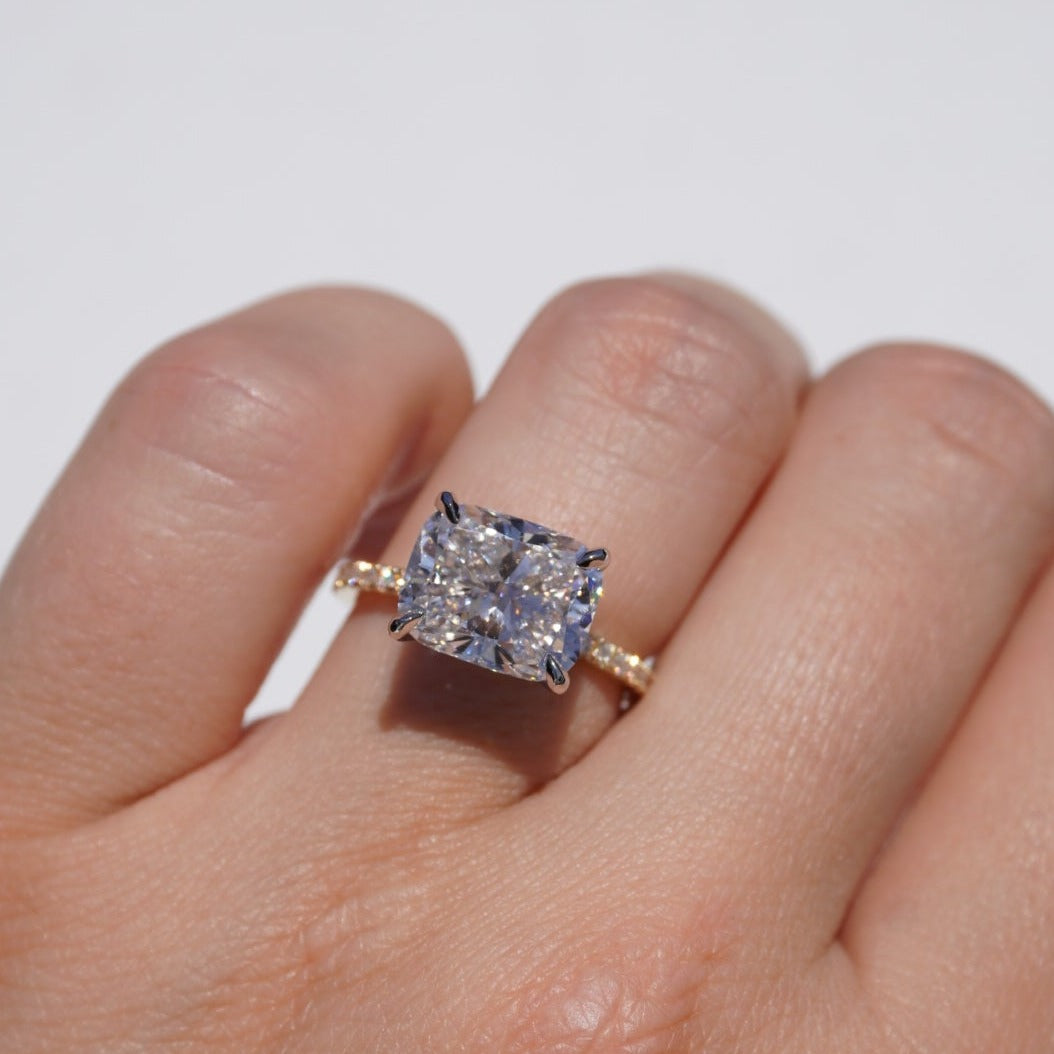 4.25 Carat Lab Cushion East-West Engagement Ring - Happy Jewelers Fine Jewelry Lifetime Warranty